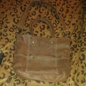 Myra Bag Stylish Brown Leather Tote Bag NWOT
